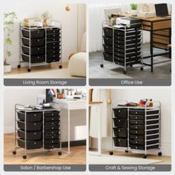 Costway Storage Cart Black Multi-Purpose Utility Cart with 2-Size Drawer - thumbnail 5