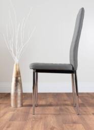 FurnitureboxUK Atlanta Modern Rectangle Chrome Metal High Gloss White Dining Table & 6 Milan Chairs Set in Grey - thumbnail 9