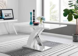 FurnitureboxUK Atlanta Modern Rectangle Chrome Metal High Gloss White Dining Table & 6 Milan Chairs Set in Grey - thumbnail 3