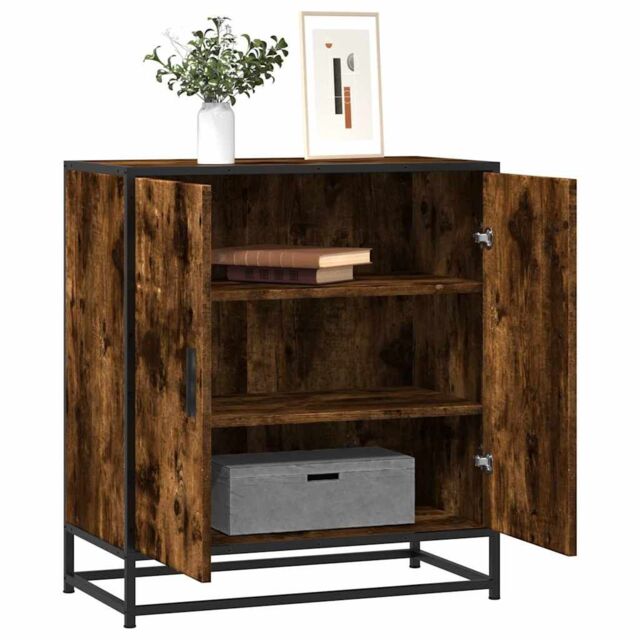 Berkfield Home Sideboard Smoked Oak 68x35x76 cm Engineered Wood & Metal in Brown - Size: 68 x 35 x 76 cm - image 1