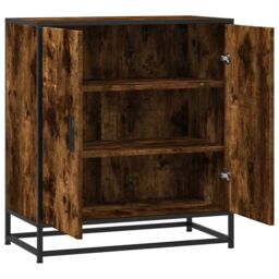 Berkfield Home Sideboard Smoked Oak 68x35x76 cm Engineered Wood & Metal in Brown - Size: 68 x 35 x 76 cm - thumbnail 5