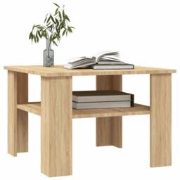 Berkfield Home Coffee Table Sonoma Oak 60x60x42 cm Engineered Wood in Brown - Size: 60 x 60 x 42 cm - thumbnail 3