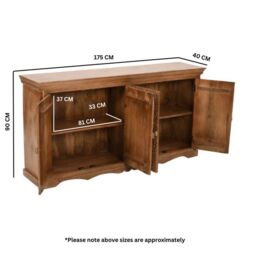 Indian Hub Artwork Sideboard Xl - Solid Mango Wood - L40 x W175 x H90 cm in Brown - thumbnail 6