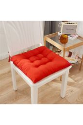 Living and Home 4Pcs Red Soft Seat Pads with Ties for Dining Chairs Desk Chair - thumbnail 2