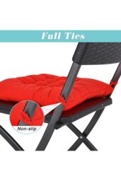 Living and Home 4Pcs Red Soft Seat Pads with Ties for Dining Chairs Desk Chair - thumbnail 6