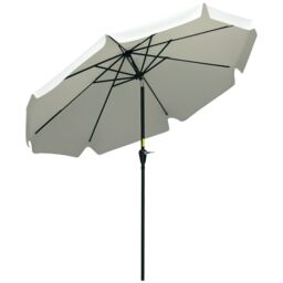 OUTSUNNY 2.7m Patio Umbrella Garden Parasol with Crank, Ruffles, 8 Ribs in White - thumbnail 2