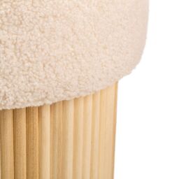Nordlys Brown Wooden Base Living Room Pouf in White - thumbnail 6