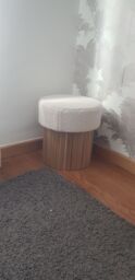 Nordlys Brown Wooden Base Living Room Pouf in White - thumbnail 7