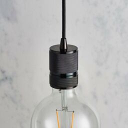Loops Hanging Ceiling Pendant Light & Rose Kit Black Chrome Industrial Adjustable Lamp - thumbnail 1