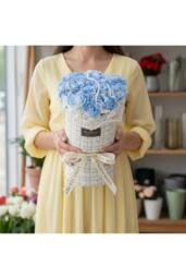 Living and Home Decorative Artificial Soap Flower Bouquet in Blue - thumbnail 3