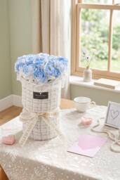 Living and Home Decorative Artificial Soap Flower Bouquet in Blue