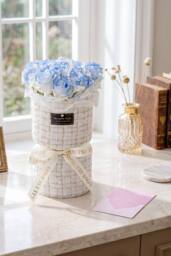 Living and Home Decorative Artificial Soap Flower Bouquet in Blue - thumbnail 2