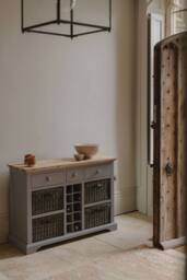 Statement Furniture Florence Sideboard with Wine Rack, 3 Drawers & Storage Baskets in Light Grey - thumbnail 5