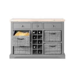 Statement Furniture Florence Sideboard with Wine Rack, 3 Drawers & Storage Baskets in Light Grey - thumbnail 3