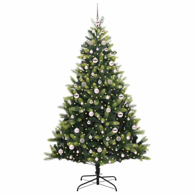Berkfield Home Realistic Artificial Hinged Christmas Tree 300 LEDs Green 210 cm - image 1