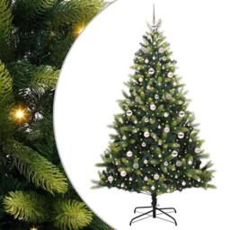 Berkfield Home Realistic Artificial Hinged Christmas Tree 300 LEDs Green 210 cm - thumbnail 3