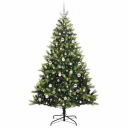 Berkfield Home Realistic Artificial Hinged Christmas Tree 300 LEDs Green 210 cm - thumbnail 1