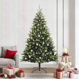 Berkfield Home Realistic Artificial Hinged Christmas Tree 300 LEDs Green 210 cm - thumbnail 2