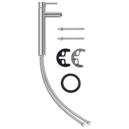 Berkfield Home Bathroom Sink with Tap & Push Drain Frosted Tempered Glass in Silver - thumbnail 5