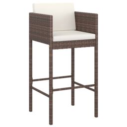 Berkfield Home 5 Piece Garden Bar Set with Cushions Brown Poly Rattan - thumbnail 4