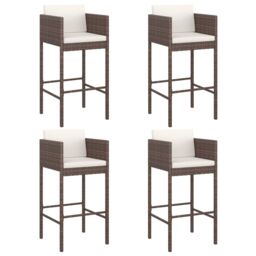 Berkfield Home 5 Piece Garden Bar Set with Cushions Brown Poly Rattan - thumbnail 3
