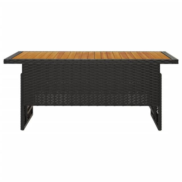 Berkfield Home Garden Table Black 100x50x43/63 cm Solid Wood Acacia&Poly Rattan - image 1