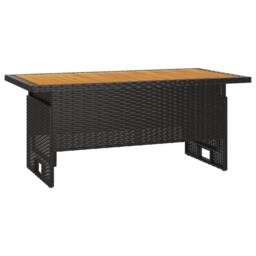 Berkfield Home Garden Table Black 100x50x43/63 cm Solid Wood Acacia&Poly Rattan - thumbnail 3