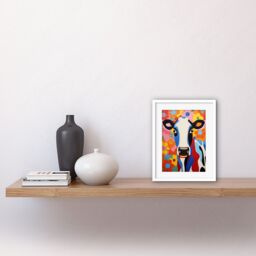 Artery8 Wall Art Print Colourful Cow Bright Bold Floral Portrait Acrylic Painting Vibrant Folk Art Flower Artwork Friesian Kids Bedroom Artwork - thumbnail 2