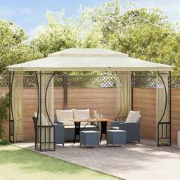 Berkfield Home Gazebo with Nets 300x400x265 cm Cream in Beige - Size: 300 x 400 x 265 cm - thumbnail 2