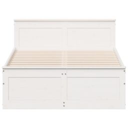 Berkfield Home Bed Frame without Mattress with Headboard White 120x200 cm Solid Wood Pine - Size: Small Double - thumbnail 4