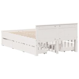 Berkfield Home Bed Frame without Mattress with Headboard White 120x200 cm Solid Wood Pine - Size: Small Double - thumbnail 6