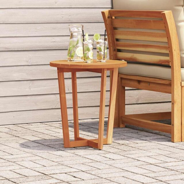 Berkfield Home Garden Side Table Round √ò55x60 cm Solid Wood Acacia in Brown - Size: 55x60 cm - image 1