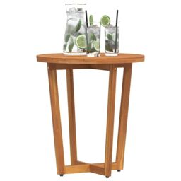 Berkfield Home Garden Side Table Round √ò55x60 cm Solid Wood Acacia in Brown - Size: 55x60 cm - thumbnail 4