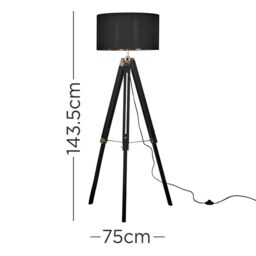 ValueLights Tripod Black Floor Lamp - thumbnail 4
