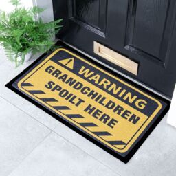 Artsy Mats Grandchildren Spoilt Here Indoor & Outdoor Doormat - 70x40cm in Yellow - Size: 40 cm x 70 cm - thumbnail 1