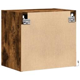 Berkfield Home Durable Wall-mounted Bedside Cabinets with LED Lights 2 pcs Smoked Oak in Brown - thumbnail 9