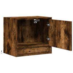 Berkfield Home Durable Wall-mounted Bedside Cabinets with LED Lights 2 pcs Smoked Oak in Brown - thumbnail 7