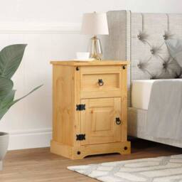 Berkfield Home Sturdy Bedside Cabinet Mexican Pine Corona Range 53x39x66 cm in Light Tan - Size: 53 x 39 x 66 cm - thumbnail 2