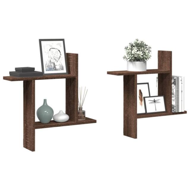 Berkfield Home Wall Shelves 2 pcs Brown Oak 50x12x50 cm Engineered Wood - Size: 50 x 12 x 50 cm - image 1