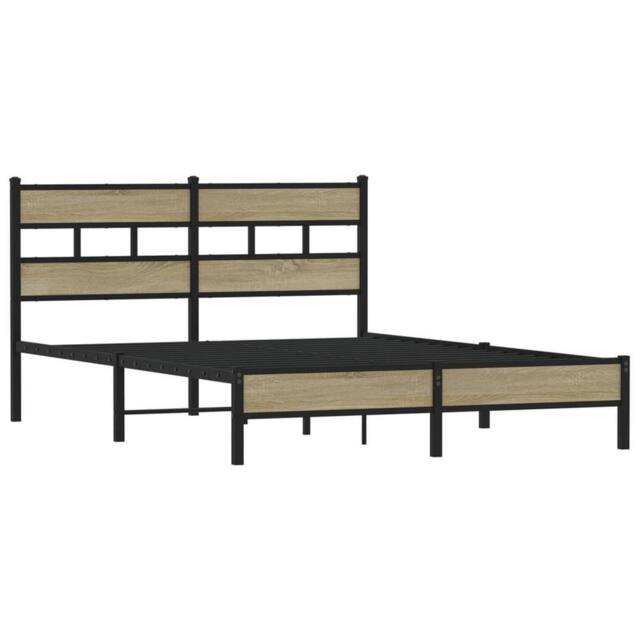 Berkfield Home Elegant Bed Frame without Mattress Sonoma Oak 137x190 cm Engineer in Light Tan - image 1
