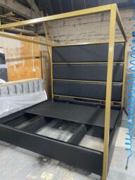 HOB Furniture Regent 4 Poster Bed, Faux Leather, Black - Size: Super King - thumbnail 6
