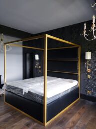 HOB Furniture Regent 4 Poster Bed, Faux Leather, Black - Size: Super King - thumbnail 2