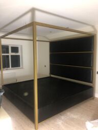 HOB Furniture Regent 4 Poster Bed, Faux Leather, Black - Size: Super King - thumbnail 5