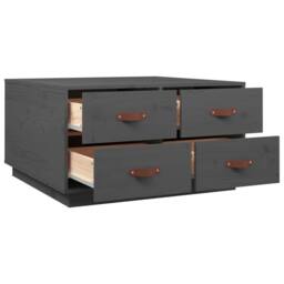 Berkfield Home Beautiful Coffee Table Grey 80x80x45 cm Solid Wood Pine - Size: 80 x 80 x 45 cm - thumbnail 7