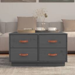 Berkfield Home Beautiful Coffee Table Grey 80x80x45 cm Solid Wood Pine - Size: 80 x 80 x 45 cm