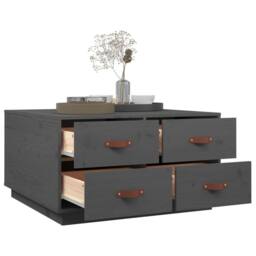 Berkfield Home Beautiful Coffee Table Grey 80x80x45 cm Solid Wood Pine - Size: 80 x 80 x 45 cm - thumbnail 5