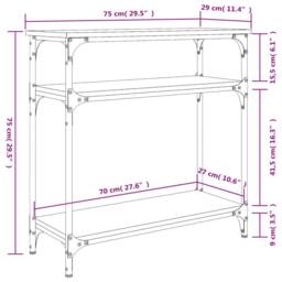 Berkfield Home Console Table Sonoma Oak 75x29x75 cm Engineered Wood in Brown - Size: 75 x 29 x 75 cm - thumbnail 9