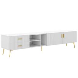 Merax Modern White Fluted TV Stand with Gold Legs for TVs up to 80 Inches - thumbnail 9
