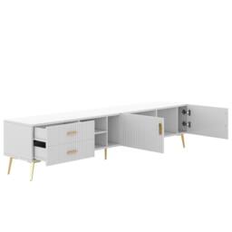 Merax Modern White Fluted TV Stand with Gold Legs for TVs up to 80 Inches - thumbnail 8