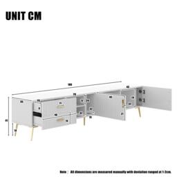 Merax Modern White Fluted TV Stand with Gold Legs for TVs up to 80 Inches - thumbnail 2